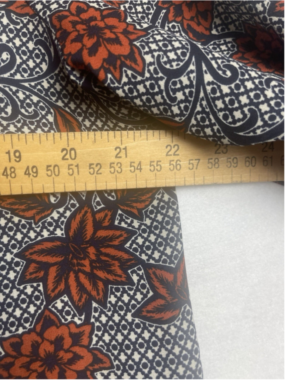 Counterparts Blue/White/Orange Floral V-Neck Keyhole 3/4 Sleeve Blouse XL - Picture 6 of 7